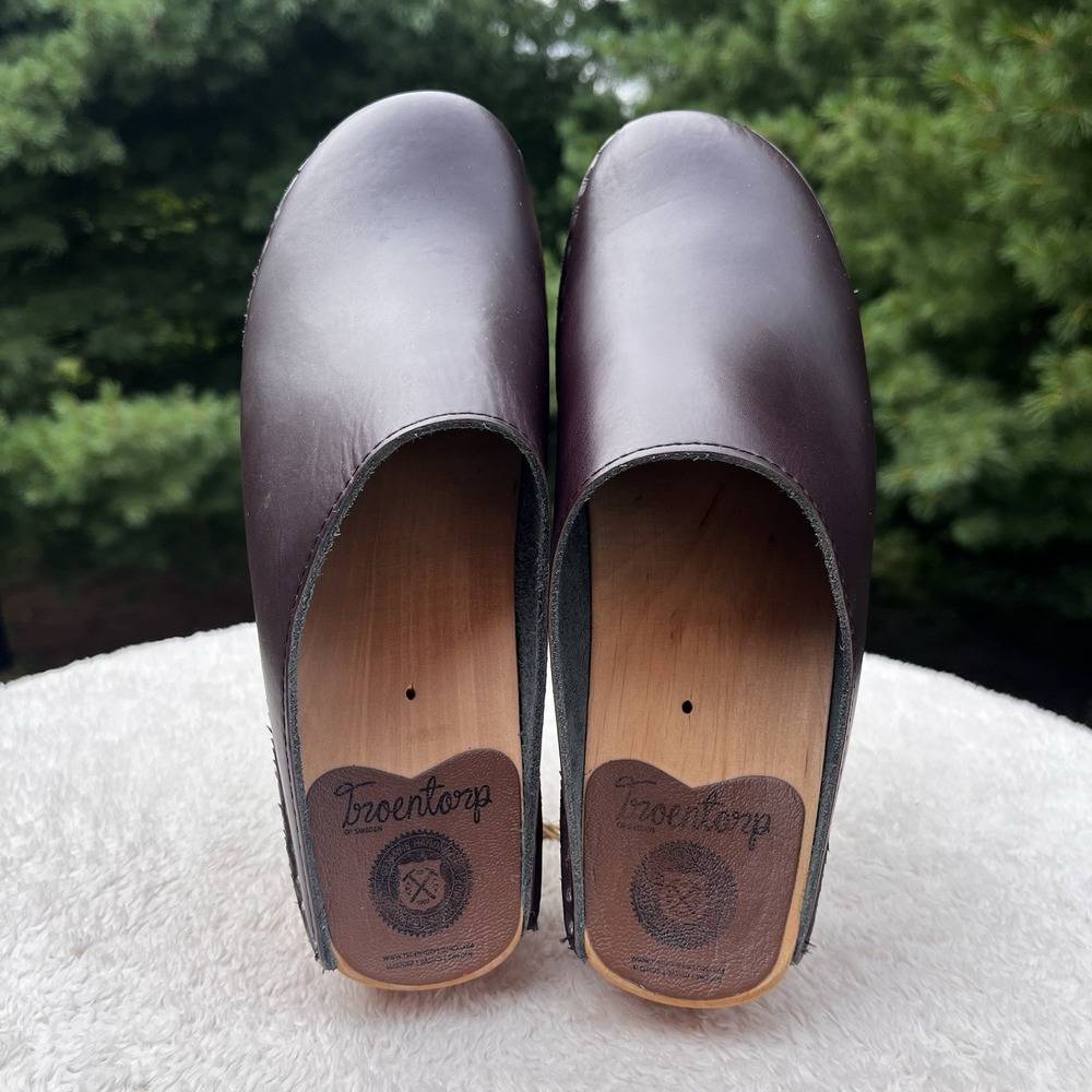 Troentorps Sweden Clogs Leather Wooden Womens 38 | 8 Toffelfabrik Brown Cognac - Picture 7 of 9